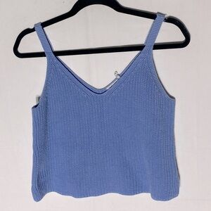 Embossed Blue Knit Tank Top M